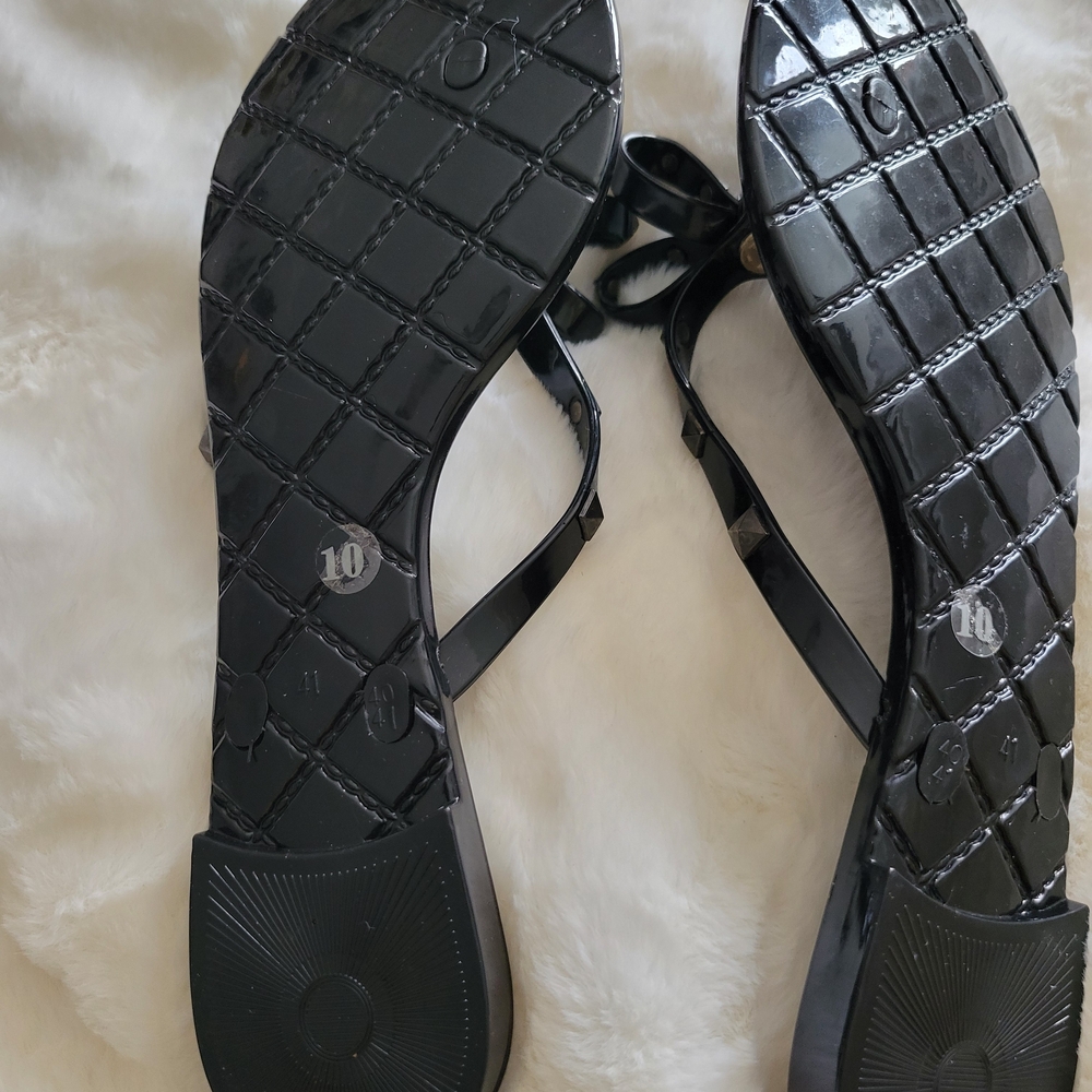 Not Rated Black Studded Bow Jelly Sandals - Picture 3 of 4